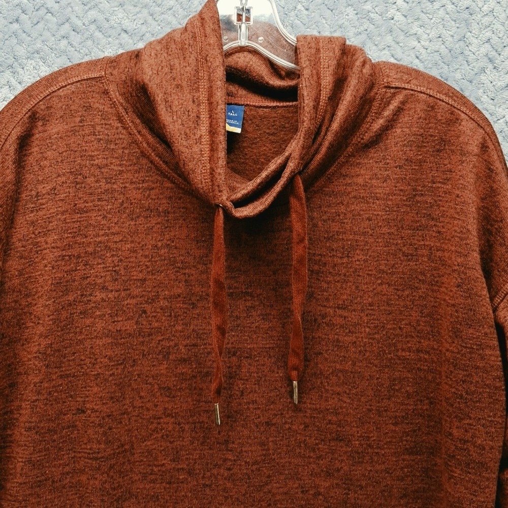 Old Navy Womens L Tall Cowl Neck Sweatshirt Rust Orange Marl Tunic Pullover